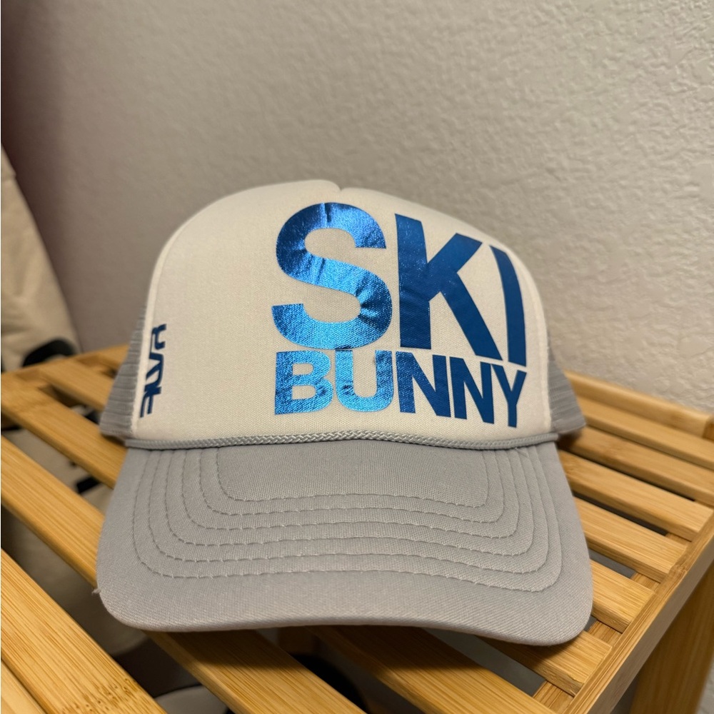 Gray and White Trucker Hat with Mesh Back
